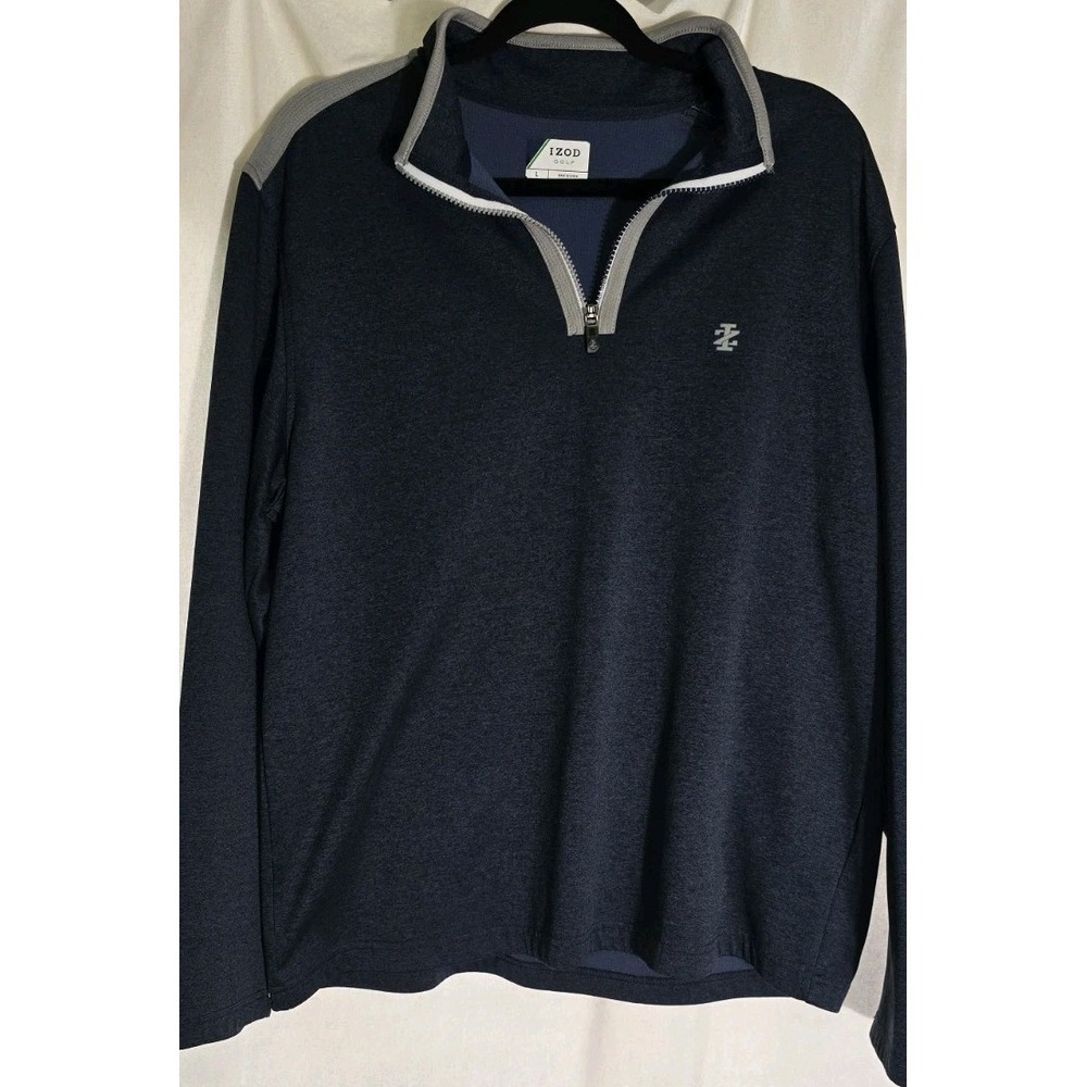 Izod Golf Mens Size Large Blue Pullover‎ 1/4 Zip Long Sleeve Performance